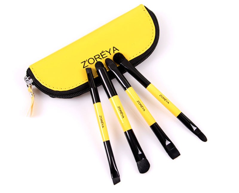 Yellow 4pcs Double Ended Makeup Brush Kit Makeup Brushes Sets Cosmetic