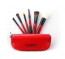 ZOERYA 6pcs Red  Portable Makeup Brushes Set