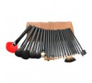 Top Quality 24pcs Black Portable Sable Hair Makeup Brush Set