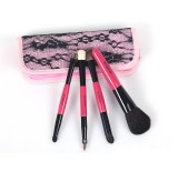 ZOERYA 4pcs Mini Double Ended Red Portable  Makeup Brushes Set