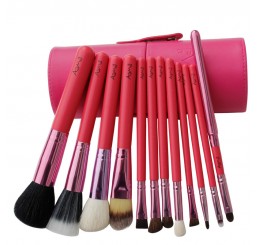 AISMAY 12pcs Red Barrelled Makeup Brush Set