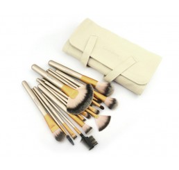 Color Shine 18pcs Apricot Marten Hair Professional Makeup Brushes Set