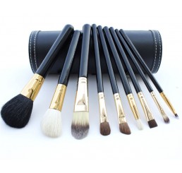 9pcs Black Barrelled Makeup Brush Set