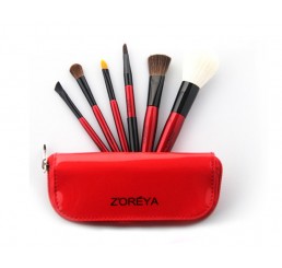 ZOERYA 6pcs Red  Portable Makeup Brushes Set
