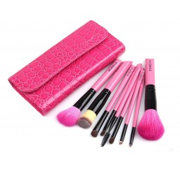 ZOERYA 9pcs Pink Portable Makeup Brush Set