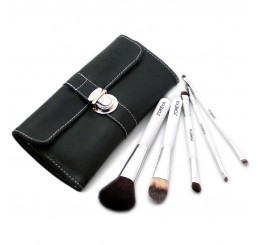 ZOERYA 5pcs Double Ended White & Black  Portable Makeup Brushes Set